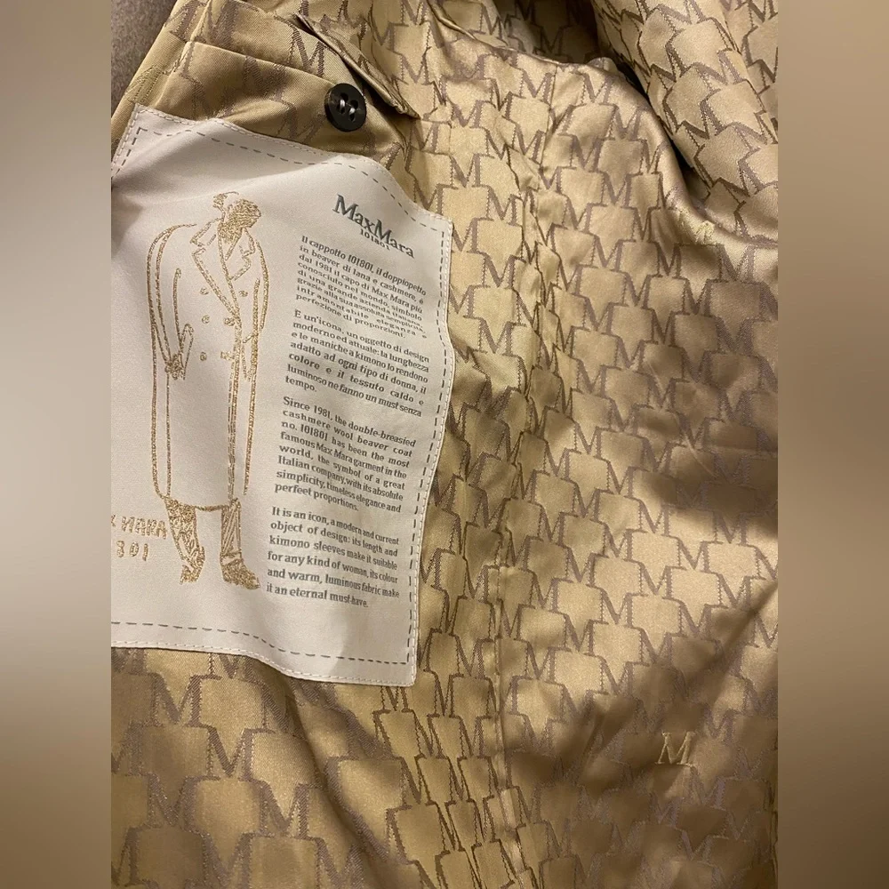 MaxMara Beige Belted Double-Breasted Wool Coat
